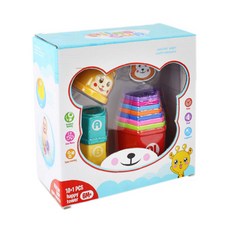 OhBabyLaugh 11層六角形彩虹疊疊杯 10+1 PCS, 1盒