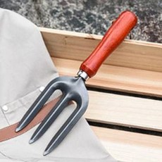 家用花盆 小型 08 原木手柄 黑鋼三爪叉, 1個