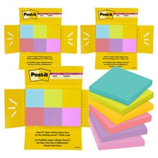 포스트잇 강한 점착용 노트 패드 6종 세트, 혼합색상, 3세트