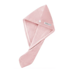 Cicibella 粉紅色 超吸水速乾髮帽 柔軟親膚 鈕扣固定設計 居家旅行必備, 1個