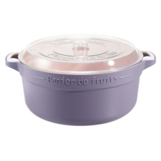 歐式雙層帶蓋保鮮瀝水籃, 可收納, 可清洗, 防塵保鮮, 圓形/方形可選, 29.5 x 22.5 x 13cm, 紫色, 1個