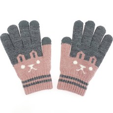 Woojooi 兔子印花拼色觸控手套