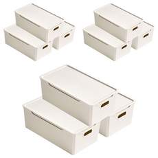 EASY&FREE 舒適生活收納盒, 白色花朵，小號(31.8 x 17.7 x 11 cm）, 9個