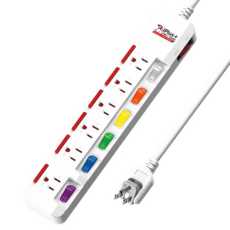 iPlus 保護傘 7切6座3P延長線 PU-3763S, 2.7m, 白色, 1條