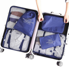 E.City 日系質感加厚帶卡扣防潑水旅行收納6件組 熱帶花朵, 1組, 6個