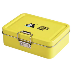 樂貓釣 HSF 漁具收納小鐵盒 鐵皮材質 釣魚零件盒 黃色/藍色, 13x9.5x4cm, 1個