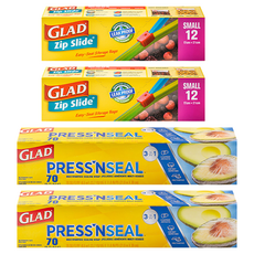 글래드 프레스앤씰 매직랩 일반형 + 집슬라이드 지퍼백 소형 12매, 소(S), 12개, 2세트