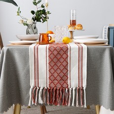 다용도 무명실 테이블 러너, 레드, 35 x 150 cm, 1개