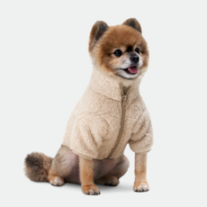 Neo FIT. 狗狗粉彩刷毛外套, 米色