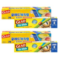 글래드 매직랩 일반형 30cm x 21.6m + 집슬라이드 지퍼백 대형 8p, 2세트