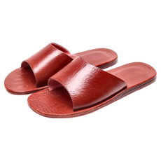 真皮頭層牛皮防滑室內拖鞋, 玫紅色, 25, 1雙
