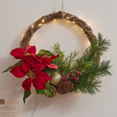 ASPASIA Gratia 經典聖誕花圈, 紅色, 37 x 30 cm, 1個