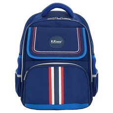 KiKimmy 多功能減壓護脊兒童輕量書包 英倫深藍 透氣背墊 防水材質 多層收納, 36 x 30 x 12cm