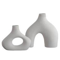 快豹 Bay 現代陶瓷花瓶 2件組, 白色