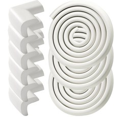 WONDER PAPA 壓花邊條防撞條 3入 + 轉角防撞墊 6入 套組, 白色, 1套