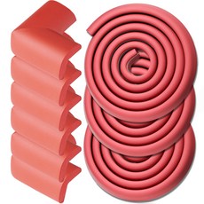 WONDER PAPA 壓花邊條防撞條 3入 + 轉角防撞墊 6入 套組, 紅色, 1套