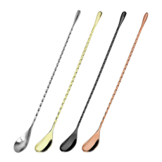 GOODLIVING 304不鏽鋼吧叉匙 30cm 4件組, 銀色, 金色, 黑色, 玫瑰金, 1套