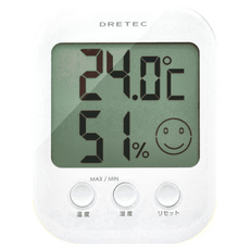 dretec 電子式五臉型溫濕度計 O-230 95 x 22 x 122 mm 130g, 白色, 1個