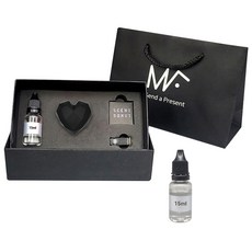 MFUTURE 車用愛心芳香劑 霧面黑 + 粉香精油 15ml 2入 + 購物袋, 1套, No.5