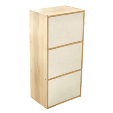 MIT 日系簡約三層附門收納櫃，42.1Wx28.2Dx89Hcm，多種顏色可選, 春日橡木色