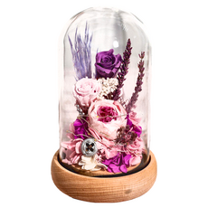 永生花燈 教師節/情人節禮物 附禮盒手提袋 直徑13高20cm, 紫色