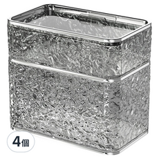 SUNORO 波紋免打孔壁掛衛生紙架 雙層, 透灰銀, 4個