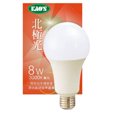 KAO'S 高氏 北極光 8W 球泡, 黃光, 1個