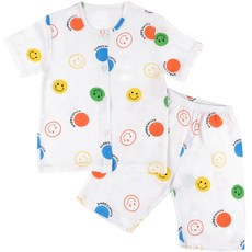 Maykids 童款印花人造絲短袖睡衣+短褲 微笑日款