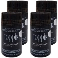 TOppiK 頂豐 增髮纖維 12g 輕拍上色遮蓋稀疏髮際線 有效抗風防水, 黑色 BLACK, 4件