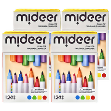mideer 雙頭可水洗水彩筆 軟尖頭 + 錐頭, 24色, 4盒