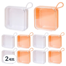 PDS Beauty 方形扁平粉餅便攜式粉撲盒 2款 x 5入組, 2套, 白橘各半