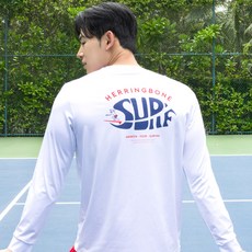 HERRINGBONE apparel 情侶寬鬆版長袖防磨衣上衣 RI381, 白色