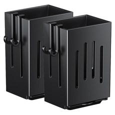 YoGoMoJi 簡約壁掛式瀝水餐具筒, 黑色, 2個