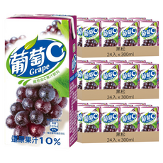 黑松 葡萄C 葡萄果汁飲料 300ml x 24入, 還原果汁10%, 含維生素C, 72入