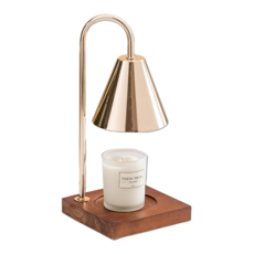 香薰融蠟燈, 木+五金+電鍍, 15*15*34CM, 贈送燈泡x2, 可調光, 台灣110v扁插頭, 玫瑰金