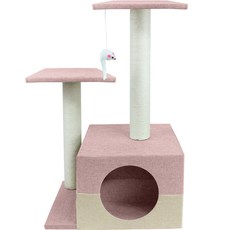 胖胖貓咪雙色村莊躲藏屋貓跳台 71, 1個, 粉紅色