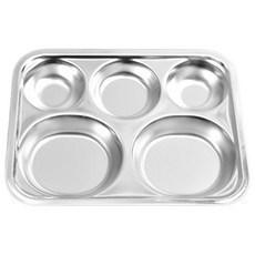 Willive 304不鏽鋼小型圓形3格餐盤, 銀色, 1個