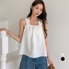 afinar 女款方領抓皺無袖罩衫