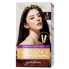 로레알파리 엑셀랑스 듀오크림 나눠쓰는 새치염색 염모제, 3호 블랙 브라운, 1개