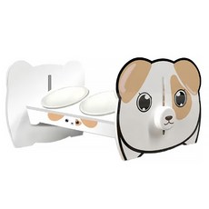 YSS Dog&Cat 職人木匠 瓷碗 360度可調式 雙碗, 小黃狗, 1個