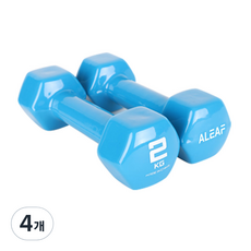아리프 PVC 컬러 육각 덤벨, 2kg, 4개