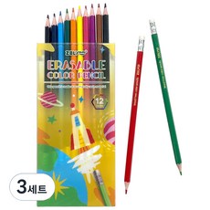 Kumal 易擦拭彩色鉛筆 12色組, 3套, 12色
