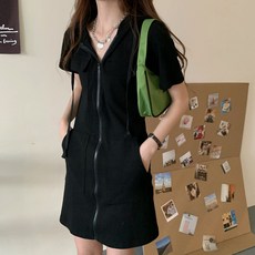 LUNA GIRL 女款 Pallanti 連帽洋裝 L25SMOPS051902 含大尺碼, 黑色