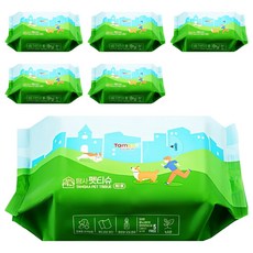 Tamsaa 寵物用濕紙巾 動物用醫療外品 5 FREE 淡淡的白茶(綠茶)香, 80張, 6包