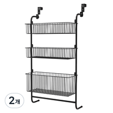 코멧 홈 3단 다용도 문걸이 수납선반, 블랙, 2개