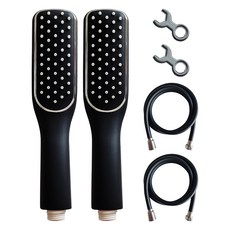 DOOJIN 纖薄蓮蓬頭 + 1.5m防纏繞管狀淋浴軟管組合, 2個, 黑色