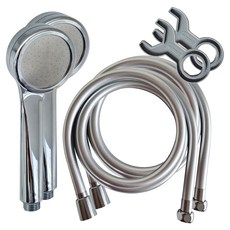 두진 바스 수압상승 샤워기 헤드 + 꼬임방지 튜브형 샤워호스 세트, 2개