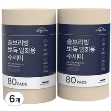 솔브리빙 뽀득 일회용 수세미, 베이지, 80개, 6개