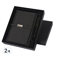 제이에이치컴퍼니 심플 비즈니스 다이어리 + 팬 세트, 블랙, 2개