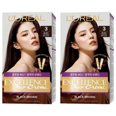 로레알파리 엑셀랑스 듀오크림 나눠쓰는 새치염색 염모제, 3 블랙브라운, 2개